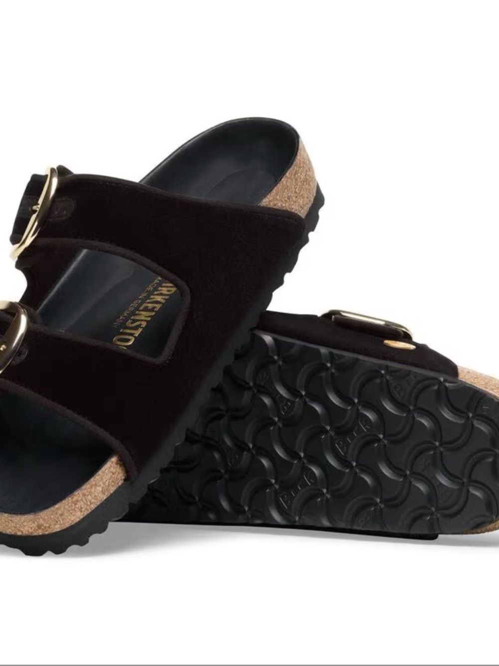 Birkenstock Arizona Big Buckle Piping Rivet Logo sandals black velvet LIMITED ED - Picture 5 of 8